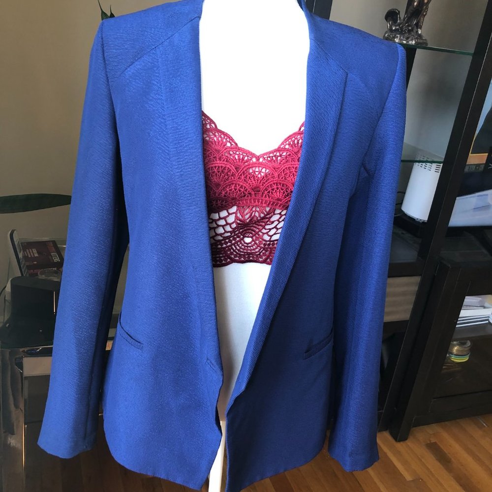 Paperwhite Collection Textured Blue Blazer Jacket Size 10 - Picture 2 of 6